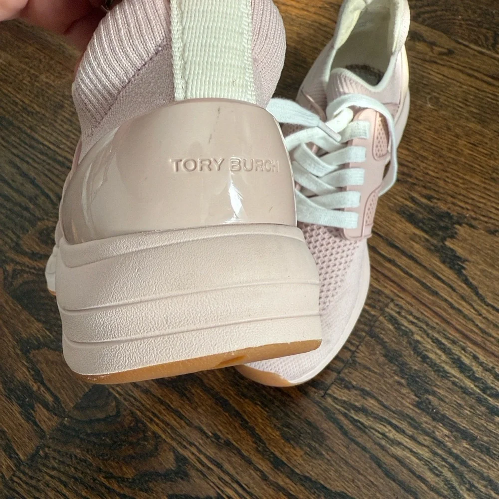 Tory Burch T Sock Runner- Circular Knit-Double Knit in Meadowsweet (Pink) Size 8